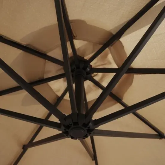 LeisureMod Willry Modern 10FT Outdoor Offset Cantilever Hanging Patio Umbrella with Solar Powered LED &ndash; Backyard, Deck, Garden, Poolside, Patio Shade image {6}