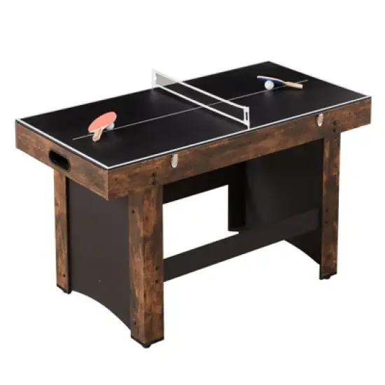 VEVOR 3-in-1 Combo Game Table Set, 54" Air Hockey Table, Multi Combination Table with Air Hockey, Ping Pong, Foosball, Pushers & Pucks, Brown image {8}