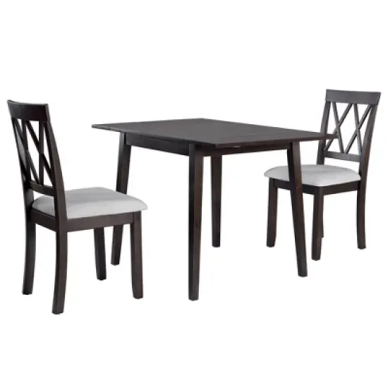 Foldable Dining Table Set for Small Space, 5 Pcs Set Farmhouse Style, Small Kitchen Table Set with Drop Leaf and 4 Dining Upholstered Chairs, Black image {10}
