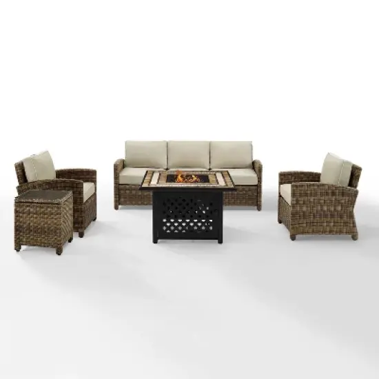 Bradenton 5pc Outdoor Wicker Conversation Set with Fire Table -  Crosley
 image {19}