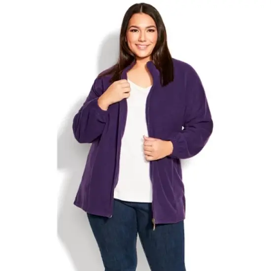 Women's Plus Size Polar Fleece Zip Jacket - Plum | AVENUE image {5}