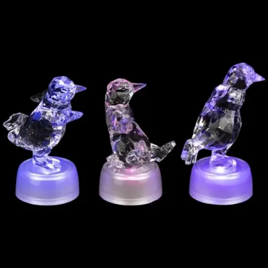 Northlight LED Lighted Color Changing Penguin Acrylic Christmas Decorations - 4" - Set of 3 image {5}