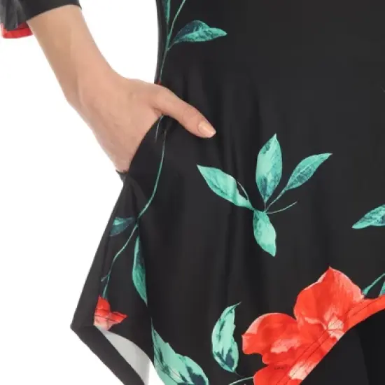Maternity Floral Printed Cold Shoulder Tunic image {3}