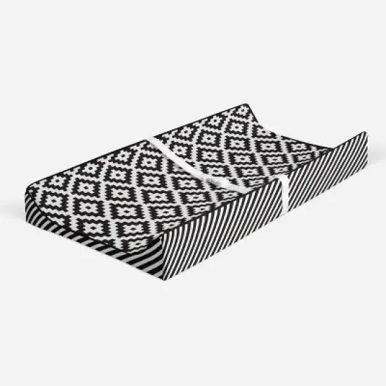 Bacati - Love Black/White Warp Stripes Changing Pad Cover image {1}