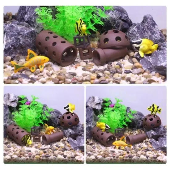 Unique Bargains Resin Aquarium Fish Tank Decoration Hideaway Rock Cave Brown 2.40x1.18 Inches image {4}