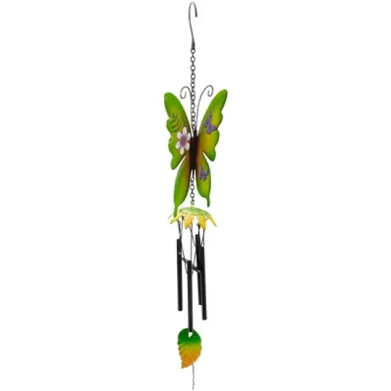 Northlight 15.75" Green Metal Butterfly Outdoor Garden Windchime image {2}