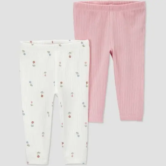 Carter's Just One You&reg; Baby Girls' 2pk Pants - Pink/Ivory image {5}