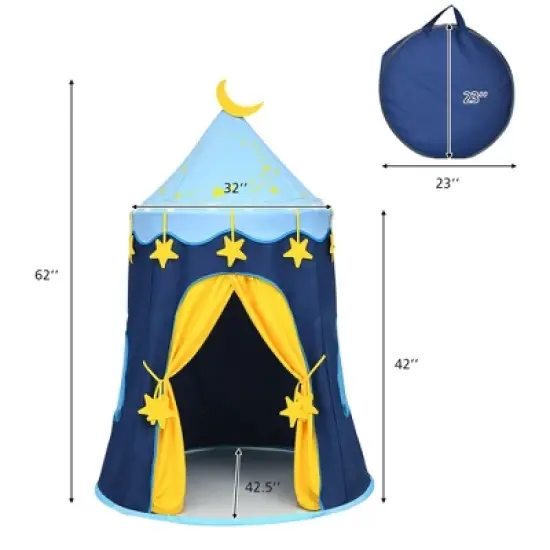 Costway Kids Foldable Pop Up Play Tent w/ Star Lights Carry Bag Indoor Outdoor image {1}