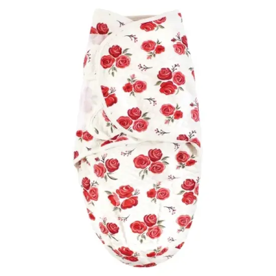 Hudson Baby Infant Girl Quilted Cotton Swaddle Wrap 3pk, Rose Leopard, 0-3 Months image {2}
