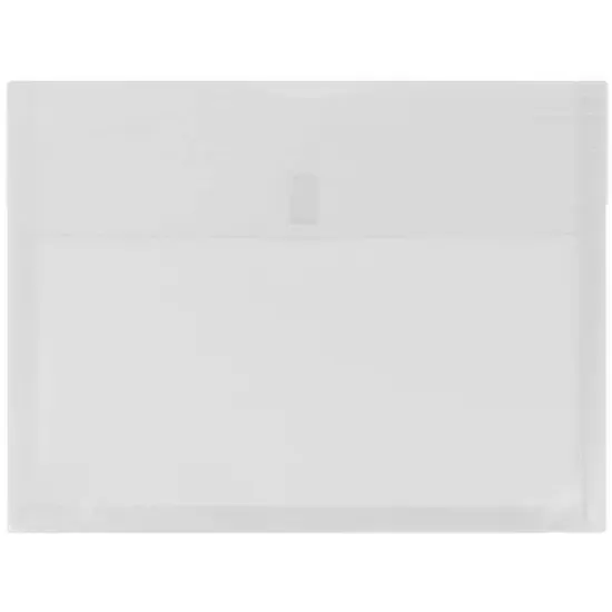 JAM Paper 9 3/4'' x 13'' 12pk Plastic Envelopes with Hook & Loop Closure, 1" Expansion, Letter Booklet - Clear image {4}