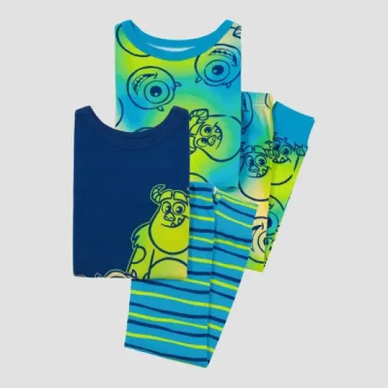 Toddler Boys' 4pc Monsters, Inc. Tie-Dye Snug Fit Pajama Set - Green image {3}