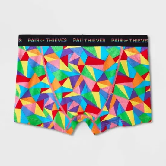 Pair of Thieves Men's Rainbow Abstract Print Super Fit Trunks - Red/Blue/Green image {2}