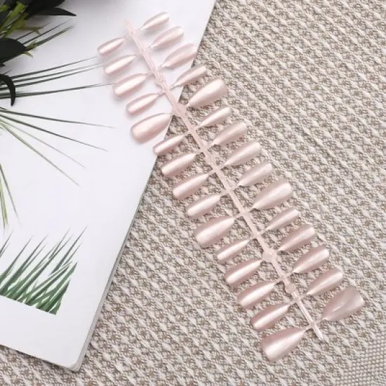 Unique Bargains Women's Short Almond Nails Tips XS Pink 1 Pc image {4}