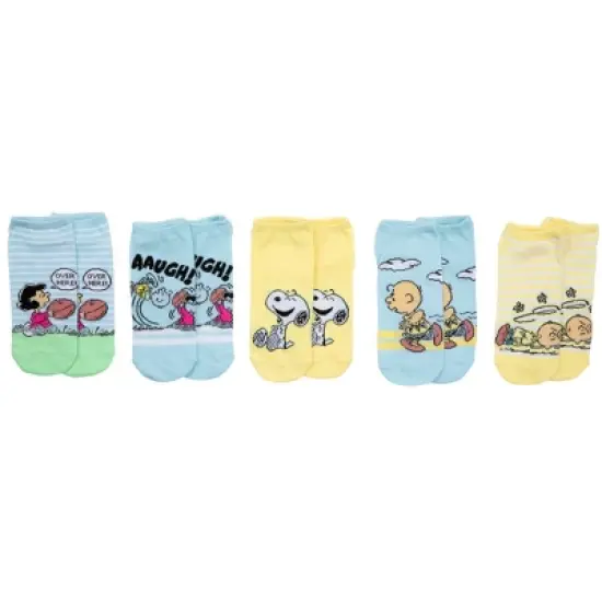 Womens Peanuts Striped No Show Socks 5-Pack image {5}