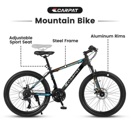 VASIP 26" Mountain Bike with Shimano 21-Speed, Disc Brakes, Steel Frame, Suspension for Adults & Teens image {5}
