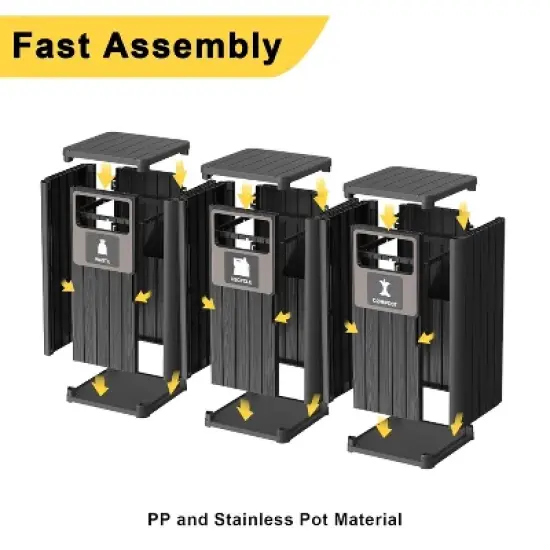 Yardgrace Outdoor Trash Can,Waterproof Resin Garbage Can with Garbage Labels,Durable Waste Bin for Porch, Backyard,Kitchen image {11}