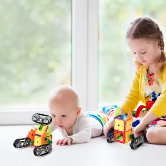 Costway 51 Pcs Magnetic Tiles Building Blocks Set Kids image {1}