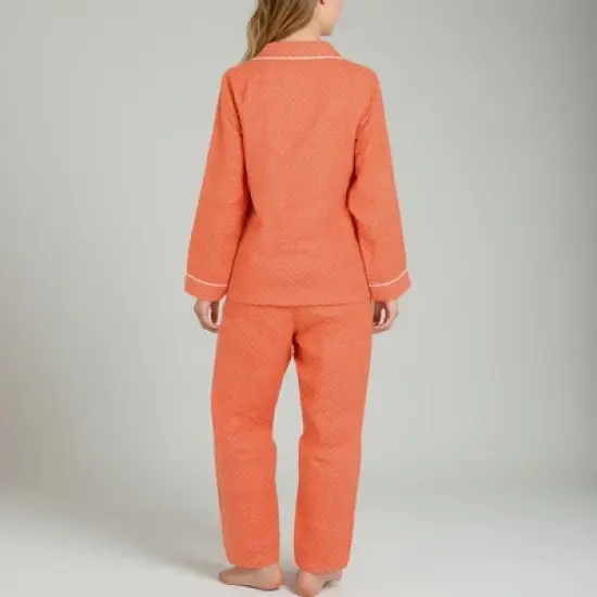 Anna-Kaci Lounge Women's Polka Dot Pajama Set with Long Sleeve Button-Up Top Contrast Piping and Relaxed Fit Matching Pants image {5}