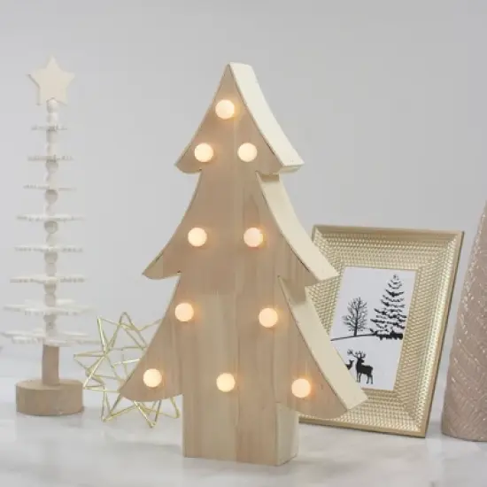 Northlight Lighted 3D Wooden Christmas Tree Decoration - 15" image {1}