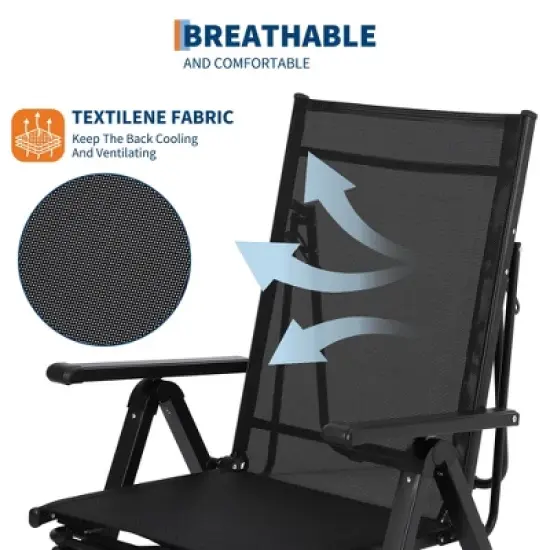 Outdoor Folding Patio Chairs with Armrests, Retractable Footrest, Weather Resistant, Durable Lounge Chair, Comfortable Outdoor Chair image {4}