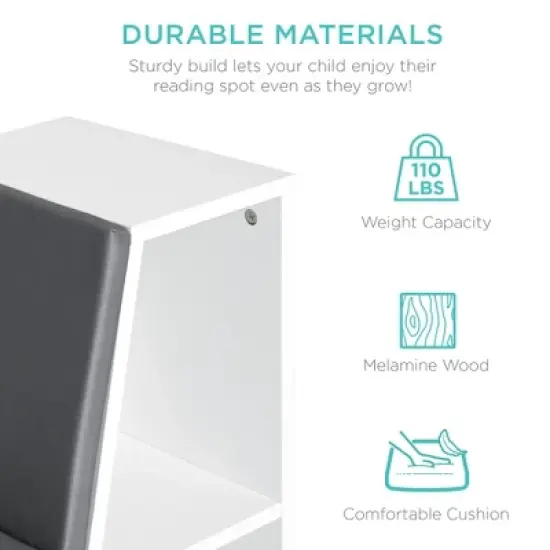 Best Choice Products 6-Cubby Kids Bedroom Storage Organizer, Multi-Purpose Bookcase w/ Cushioned Reading Nook image {5}