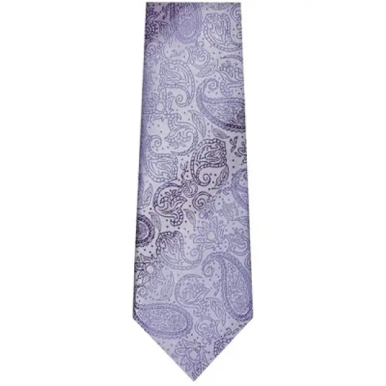 TheDapperTie Men's Lavender And Black Paisley Necktie with Hanky image {1}