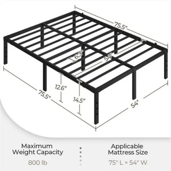 Yaheetech Metal Platform Bed Frame with Heavy Duty Steel Slat Support and Underbed Storage Space image {2}