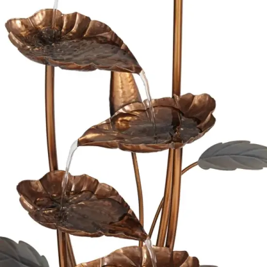 John Timberland Leonisis Rustic Cascading Leaves Outdoor Floor Water Fountain 38 1/2" for Yard Garden Patio Home Deck Lawn Porch House image {2}