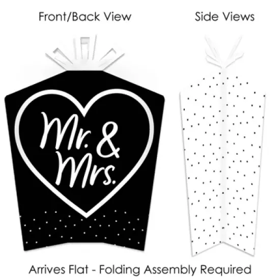 Big Dot of Happiness Mr. and Mrs. - Table Decorations - Black and White Wedding or Bridal Shower Fold and Flare Centerpieces - 10 Count image {1}