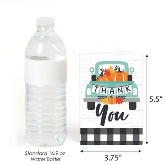 Big Dot of Happiness Happy Fall Truck - Harvest Pumpkin Party Thank You Cards (8 count) image {2}