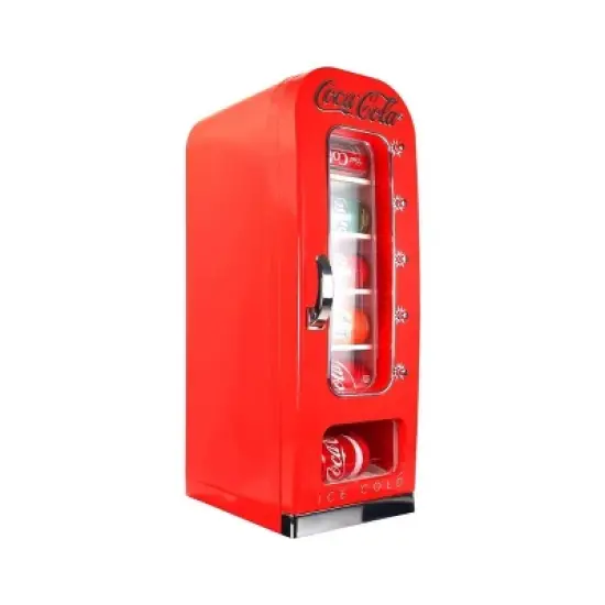 Coca-Cola Vending Machine Mini Fridge 12V DC 110V AC 10 Can Cooler - Red image {1}