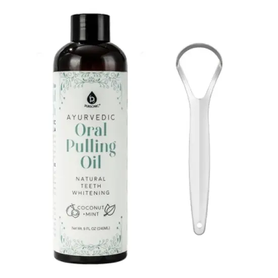 Pursonic Ayurvedic Oral Pulling Oil with Tongue Scraper image {2}