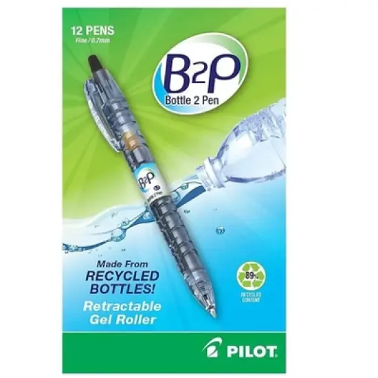 Pilot B2P Retractable Gel Pens Fine Point Black Ink Dozen (31600) 862274 image {5}