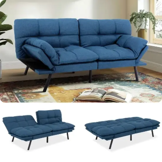 Vipbear 71" Foldable  Sofa Bed, Memory Foam Sleeper Sofa, Modern Folding Small Recliner for Living Room, Office, Apartment image {4}