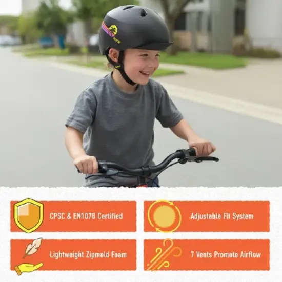 BERN Nino Razor Kids Bike & Skate Helmet &ndash; XS/S &ndash; Matte Black Yellow Sunset &ndash; Flip Visor, Lightweight, Multi-Sport Protection, Adjustable Fit image {2}