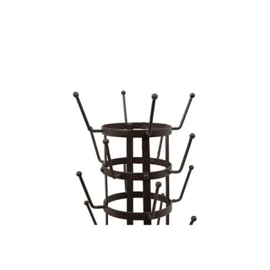 Metal Bottle Holder with 24 Hooks - Storied Home: Espresso & Tea Cup Storage Rack, Kitchen Organizer image {8}