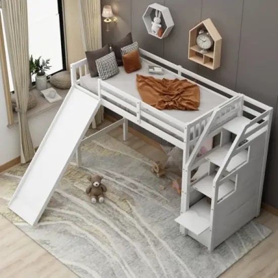 Twin Loft Bed with Storage and Sliders - ModernLuxe image {2}