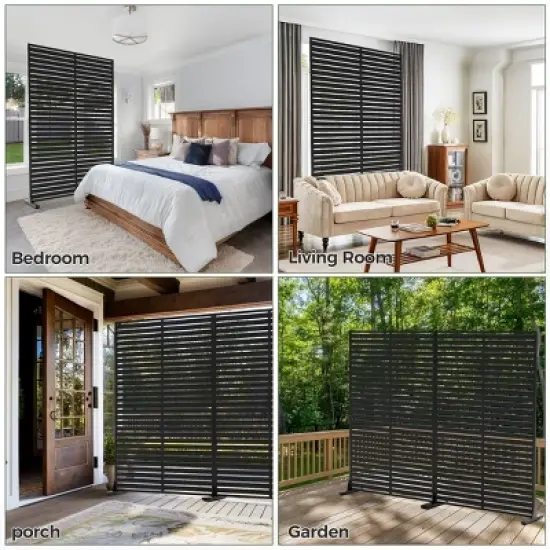 SEVOBAL Patio Decorative Screens 6 Piece Plastic Patio Screen with Venetian Flower Design for Yard, Garden, Indoor Spaces, Black, 45.47"*15.75"*72.05" image {4}