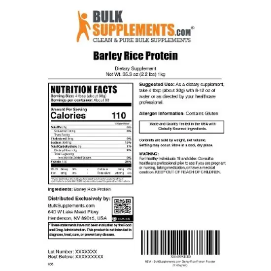 BulkSupplements Barley Rice Protein Powder image {5}