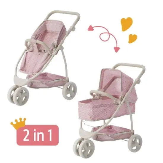 Olivia's Little World 2 in 1 Baby Doll Stroller Pram Foldable Pink/Grey OL-00009 image {6}