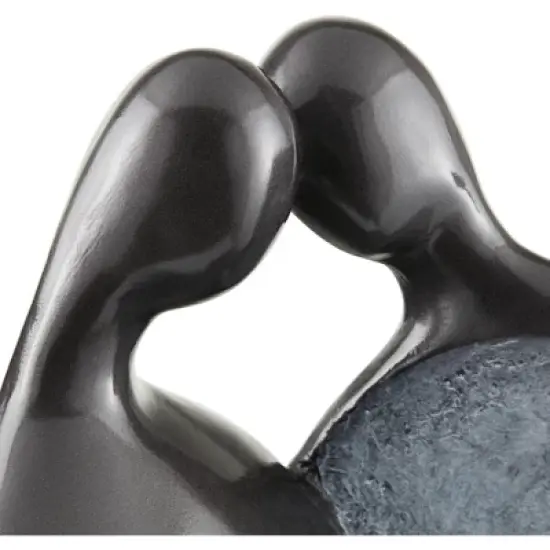 Modern Couple 47" High Large Indoor Outdoor Decor Black Resin Floor Fountain with Light LED Standing Outside Garden Patio Yard image {2}