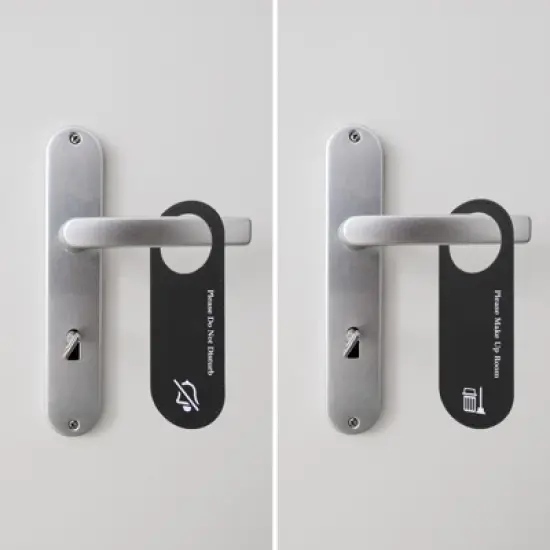 Unique Bargains PU Leather Waterproof Double-Side Office Home Meeting Door Hanger Sign 2 Pcs image {5}