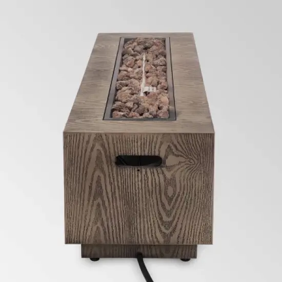 Wellington 48" Rectangular Iron Gas Fire Pit with Tank Holder - Brown - Christopher Knight Home image {8}