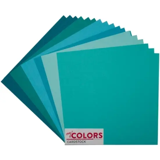My Colors Canvas Cardstock Bundle 12"X12" 18/Pkg-Aqua Tones image {1}