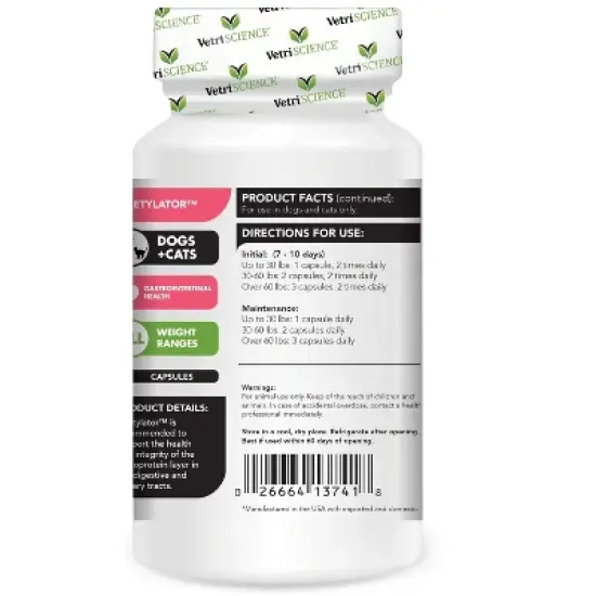 VetriScience Acetylator Digestive Health for Dogs & Cats, 120 Capsules image {1}