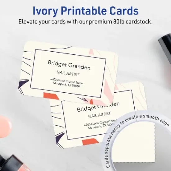 Avery 2" x 3-1/2" Rounded Corner Cards, Matte Ivory, 400ct image {1}