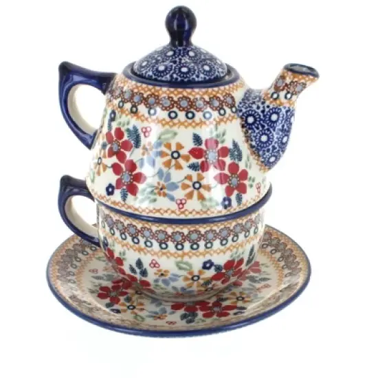 Blue Rose Polish Pottery C027 Manufaktura Tea for One image {6}