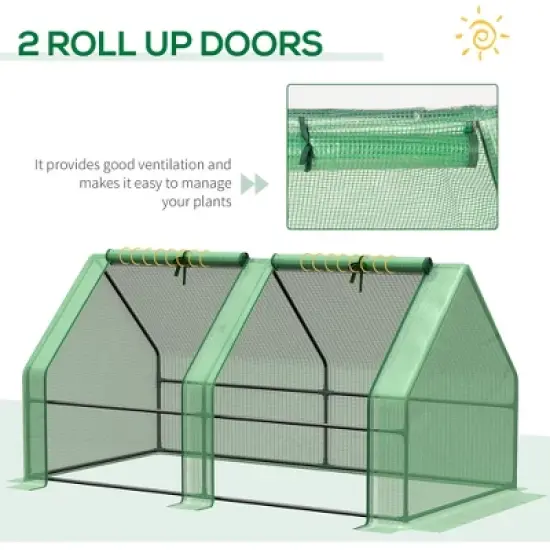 DOMETOUR 6' x 3' x 3' Portable Mini Greenhouse Outdoor Garden with Large Zipper Doors and Water/UV PE Cover, Green image {1}