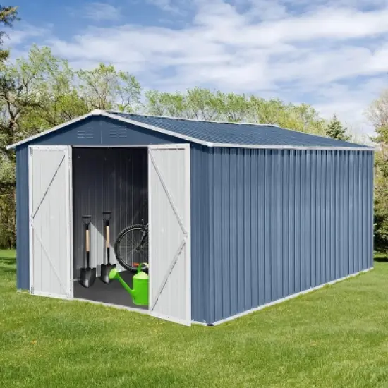 Coolbibila-10Ftx12Ft Storage Sheds, Tool Sheds With Sturdy Aluminum Frames, Metal Sheds With Durable Vents And Customizable Door image {2}