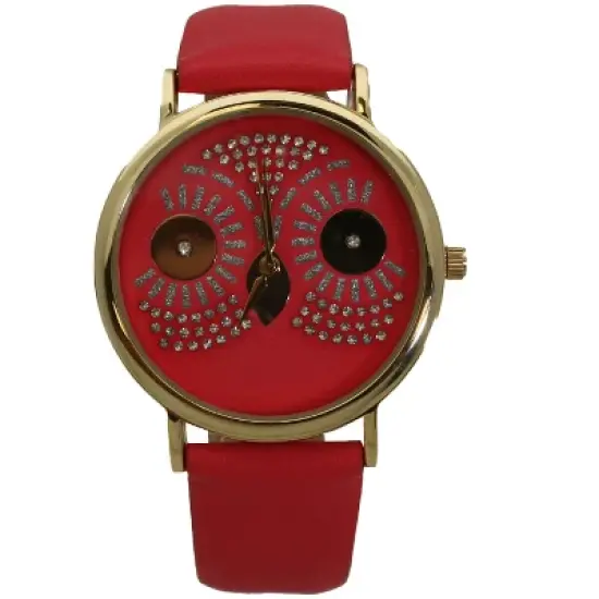 OLIVIA PRATT DAZZLING OWL FACE LEATHER STRAP WATCH image {7}